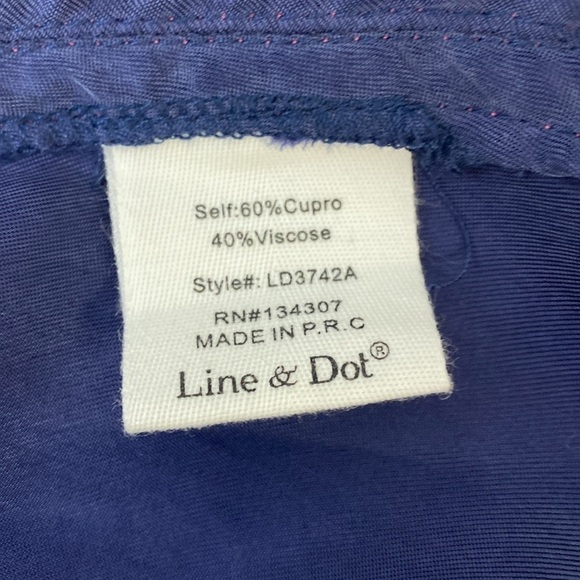 Line + Dot Embroidered Midi Dress Puffed Sleeves Small Blue - Picture 11 of 12